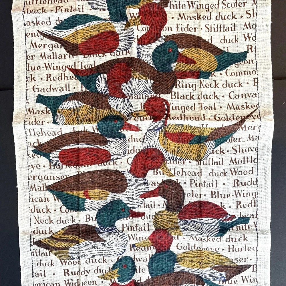Vintage‎ Lois Long for Kay Dee Linen Tea Towel Ducks Birds Waterfowl Names